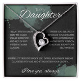 TO MY DAUGHTER - I love you always - Forever Love Necklace (Black & watercolor background)