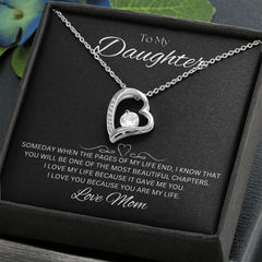 TO MY DAUGHTER - Love Mom - Forever Love Necklace (Black background)