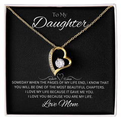 TO MY DAUGHTER - Love Mom - Forever Love Necklace (Black background)