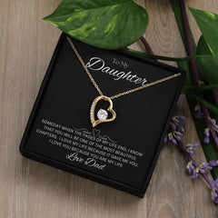TO MY DAUGHTER - Love Dad - Forever Love Necklace (Black background)