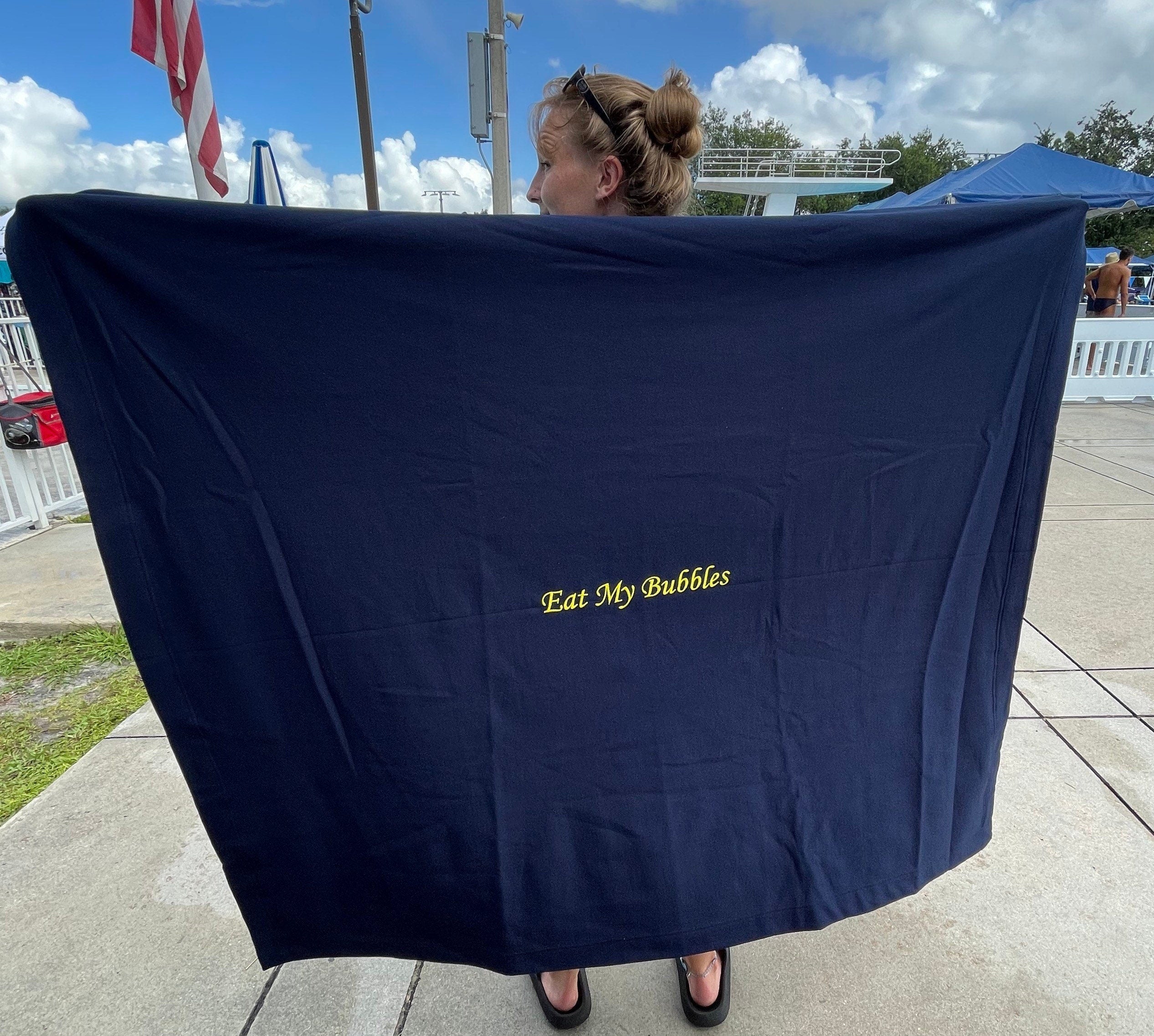 Navy blue - Embroidered Bath Towel