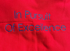 Red embroidered stadium blanket