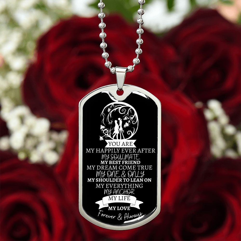 TO MY... EVERYTHING - Graphical Dog Tag & Ball Chain (Black background/White Text)