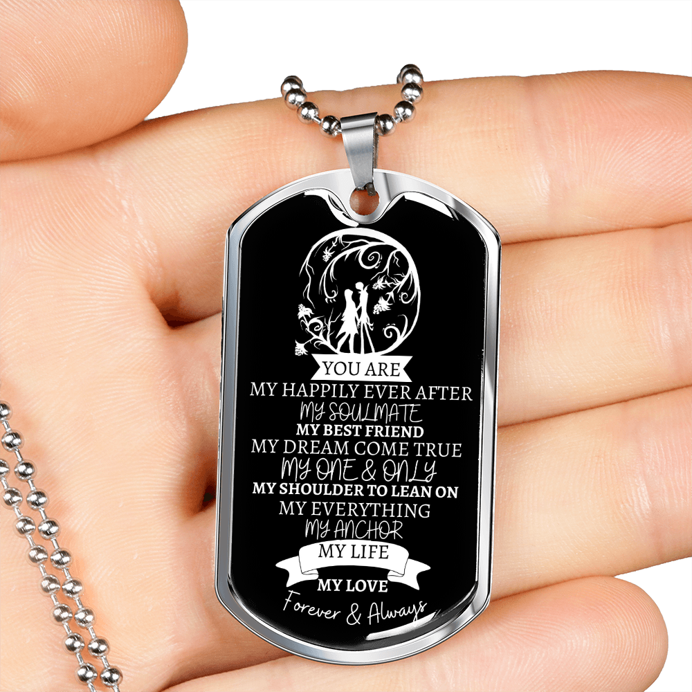 TO MY... EVERYTHING - Graphical Dog Tag & Ball Chain (Black background/White Text)