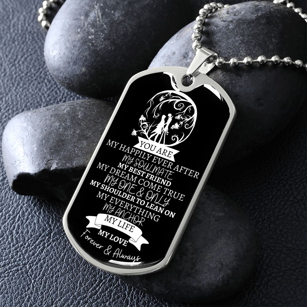 TO MY... EVERYTHING - Graphical Dog Tag & Ball Chain (Black background/White Text)