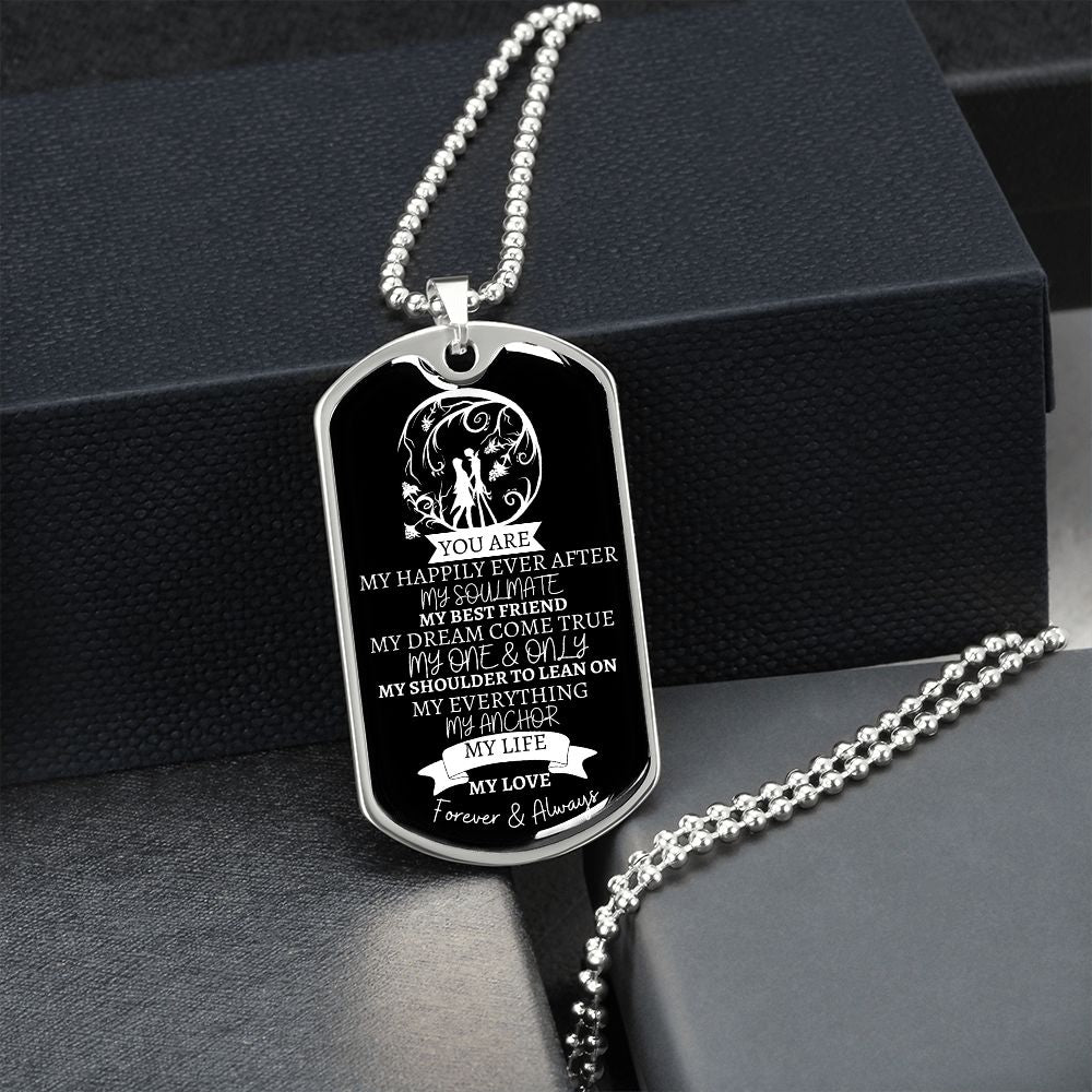 TO MY... EVERYTHING - Graphical Dog Tag & Ball Chain (Black background/White Text)