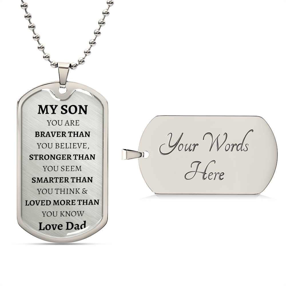MY SON - LOVE DAD - Graphical Dog Tag & Ball Chain (No Graphic)