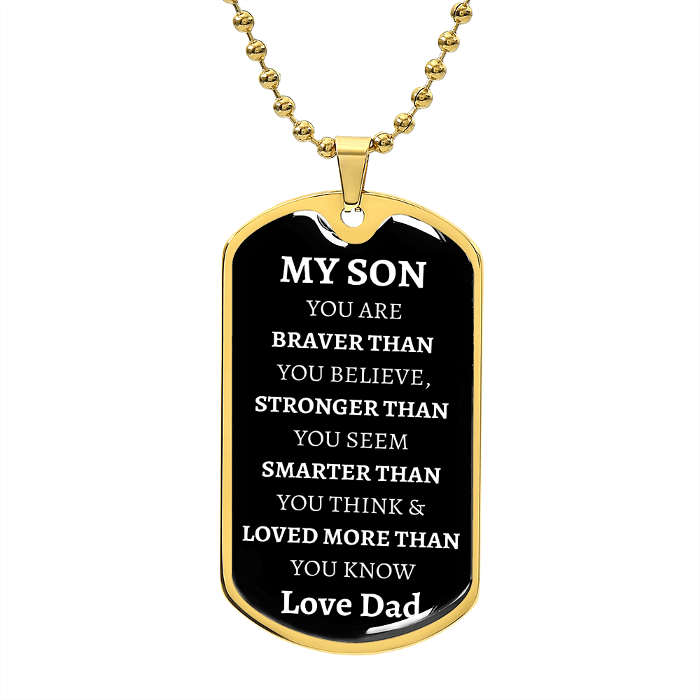 MY SON - LOVE DAD - Graphical Dog Tag & Ball Chain