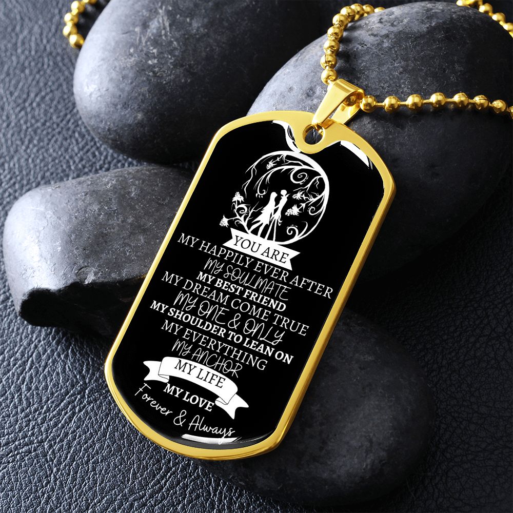 TO MY... EVERYTHING - Graphical Dog Tag & Ball Chain (Black background/White Text)