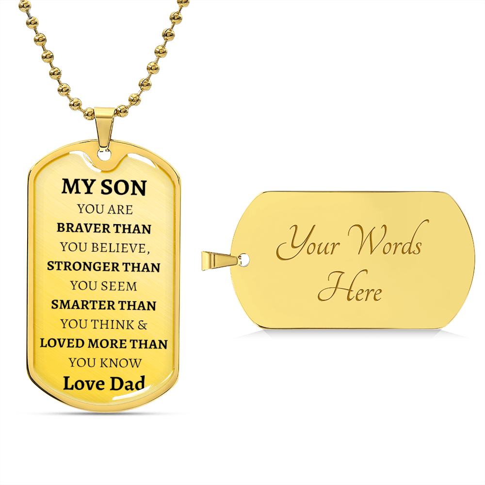 MY SON - LOVE DAD - Graphical Dog Tag & Ball Chain (No Graphic)