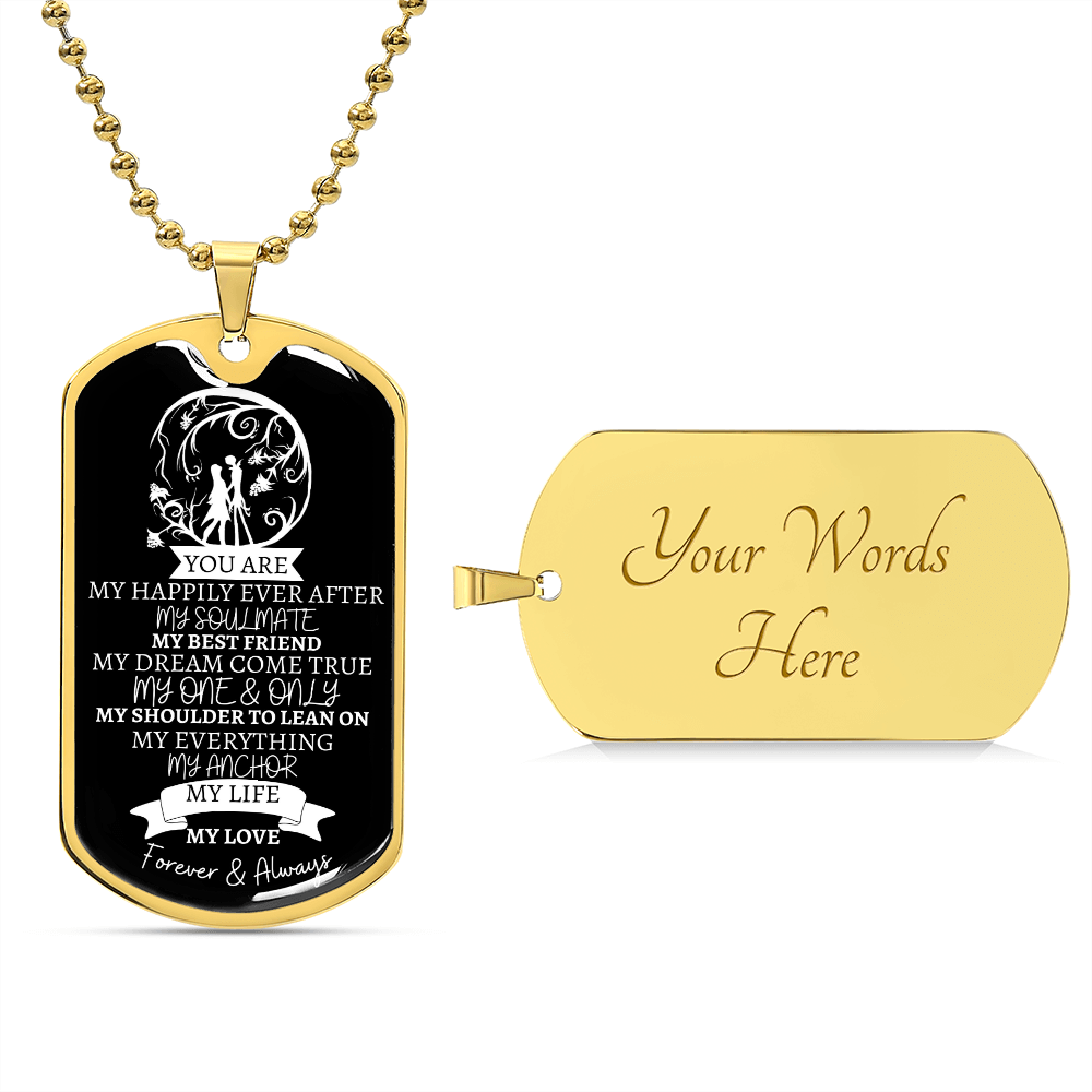 TO MY... EVERYTHING - Graphical Dog Tag & Ball Chain (Black background/White Text)
