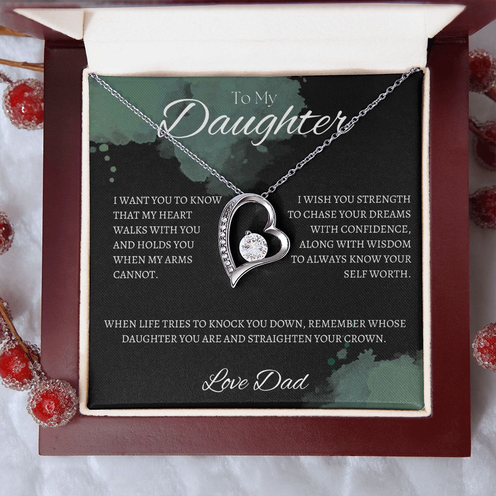 TO MY DAUGHTER - Love Dad - Forever Love Necklace (Black & watercolor background)