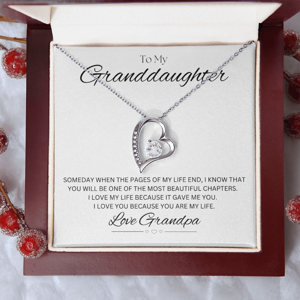 TO MY GRANDDAUGHTER - Love Grandpa - Forever Love Necklace (White background)
