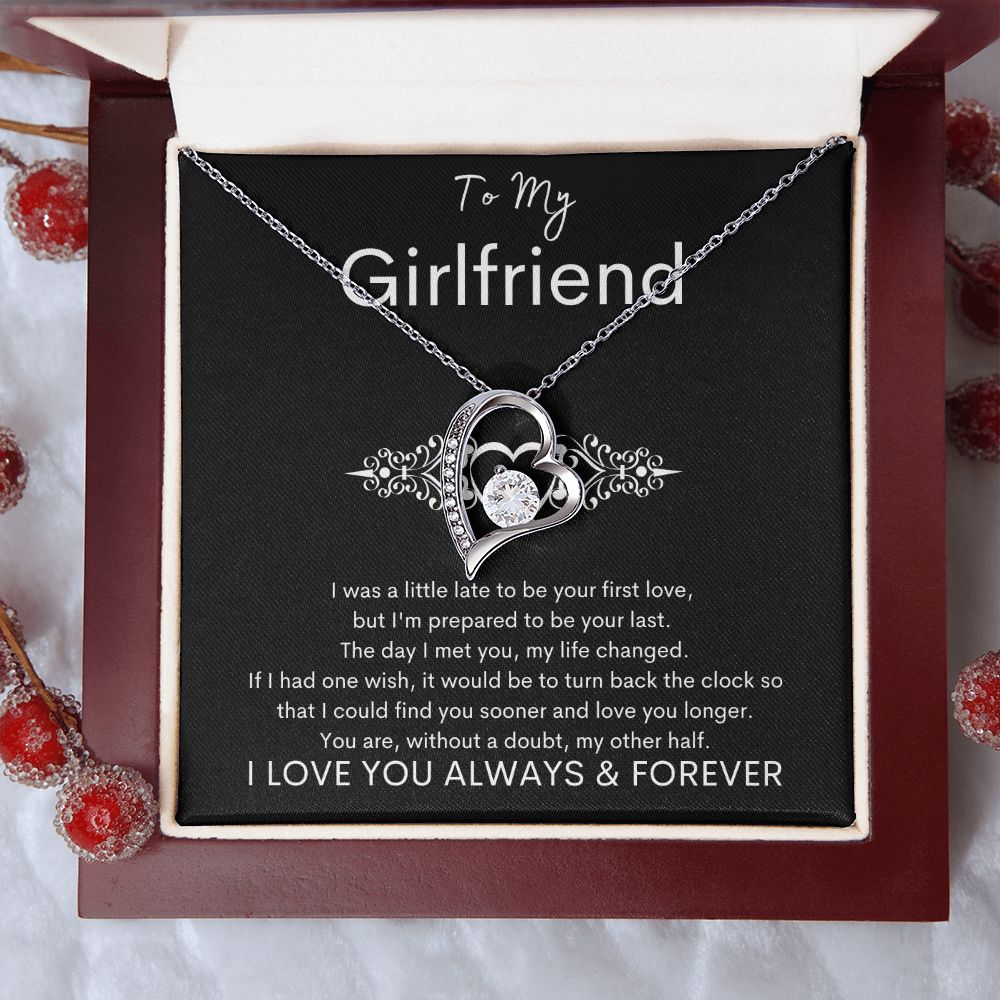 TO MY GIRLFRIEND - My Other Half - Forever Love Necklace (Black background)
