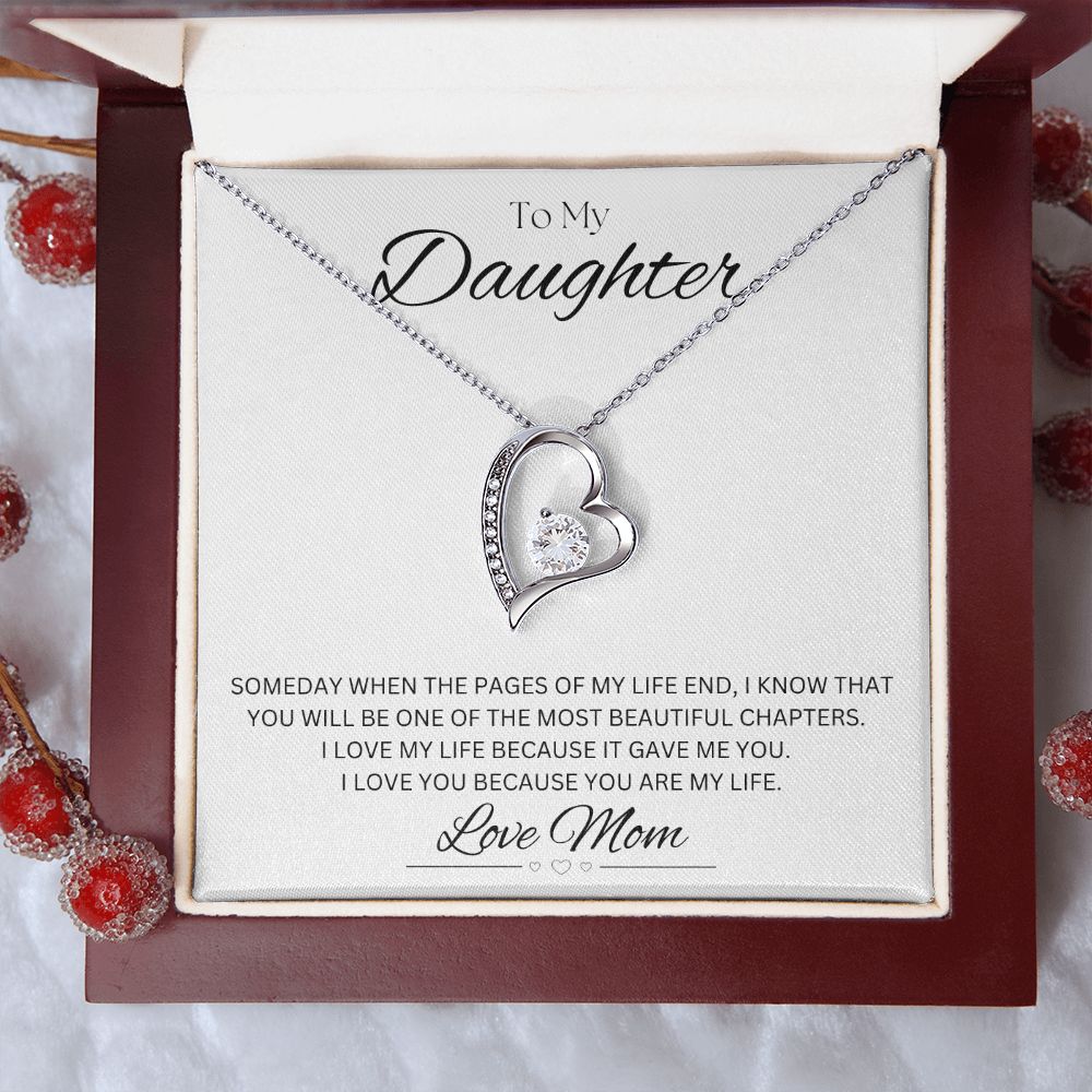 TO MY DAUGHTER - Love Mom - Forever Love Necklace (White background)