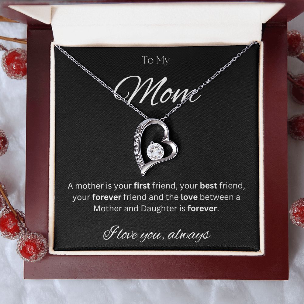 TO MY MOM - Between a Mother and Daughter - Forever Love Necklace (Black background)