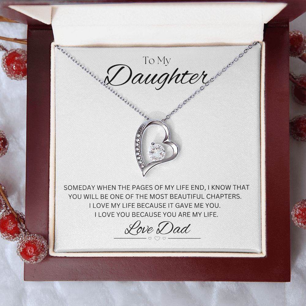 TO MY DAUGHTER - Love Dad - Forever Love Necklace (White background)