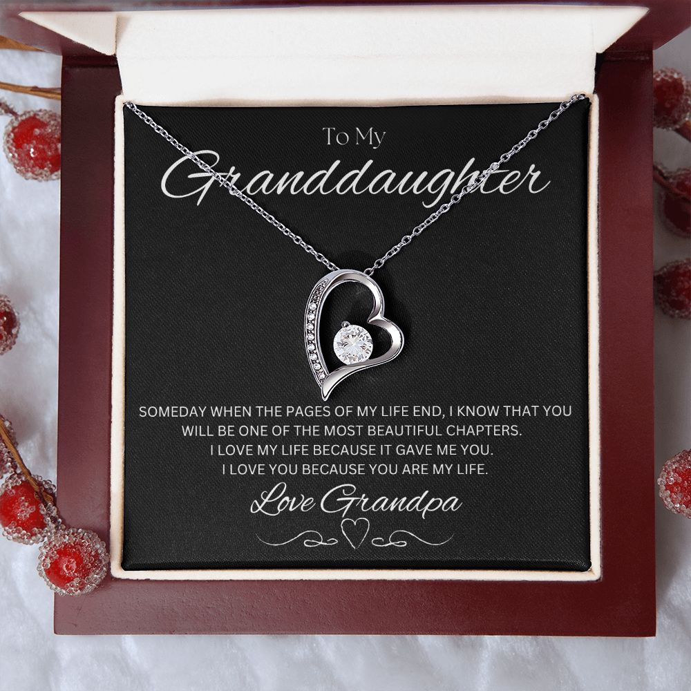 TO MY GRANDDAUGHTER - Love Grandpa - Forever Love Necklace (Black background)