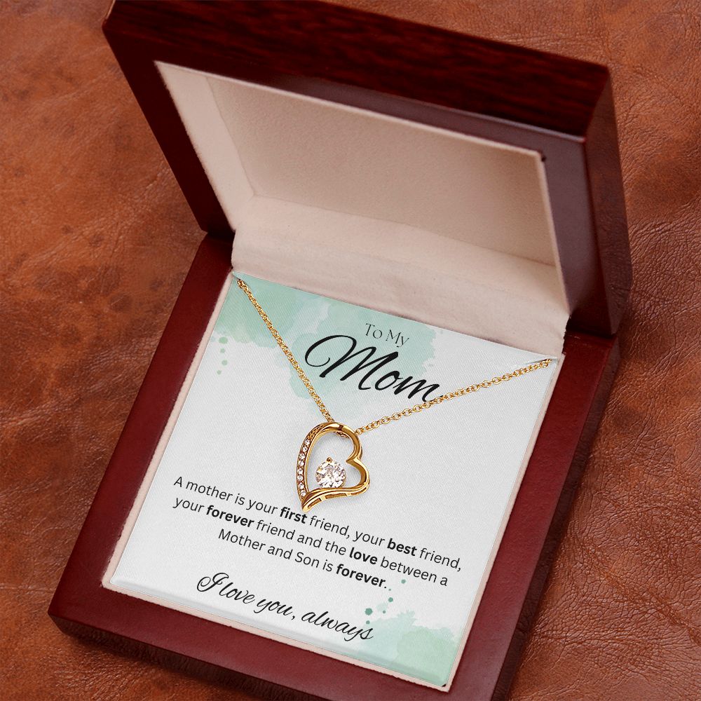 TO MY MOM - Between a Mother and Son - Forever Love Necklace (White & watercolor background)