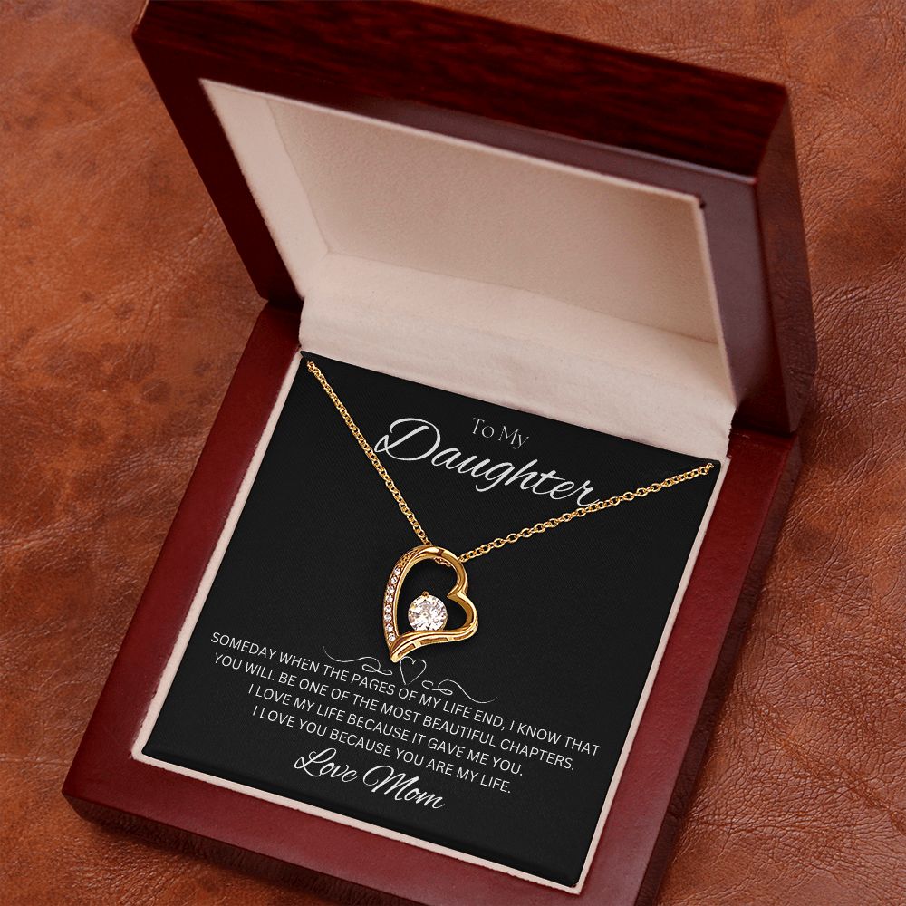 TO MY DAUGHTER - Love Mom - Forever Love Necklace (Black background)