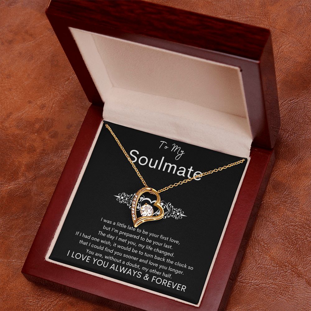 TO MY SOULMATE - My Other Half - Forever Love Necklace (Black background)