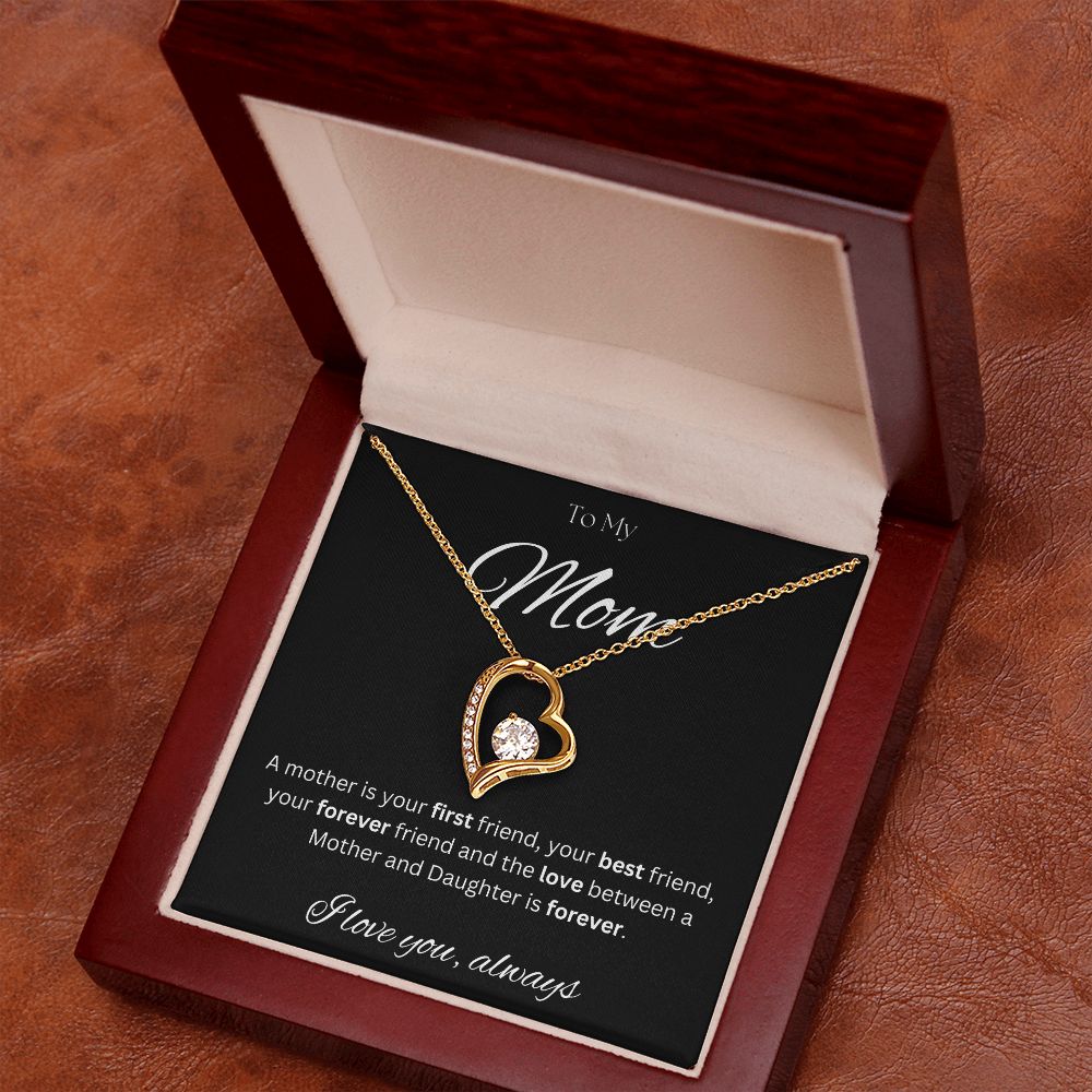 TO MY MOM - Between a Mother and Daughter - Forever Love Necklace (Black background)
