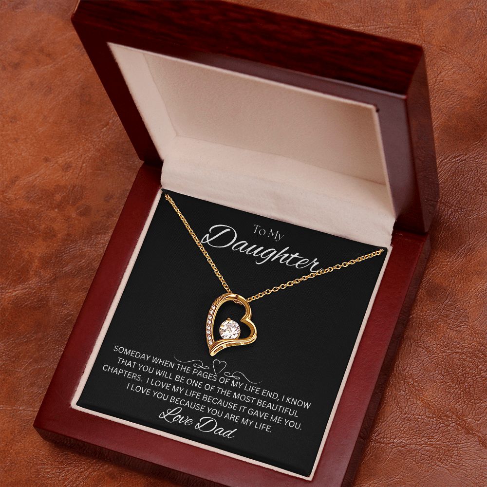TO MY DAUGHTER - Love Dad - Forever Love Necklace (Black background)