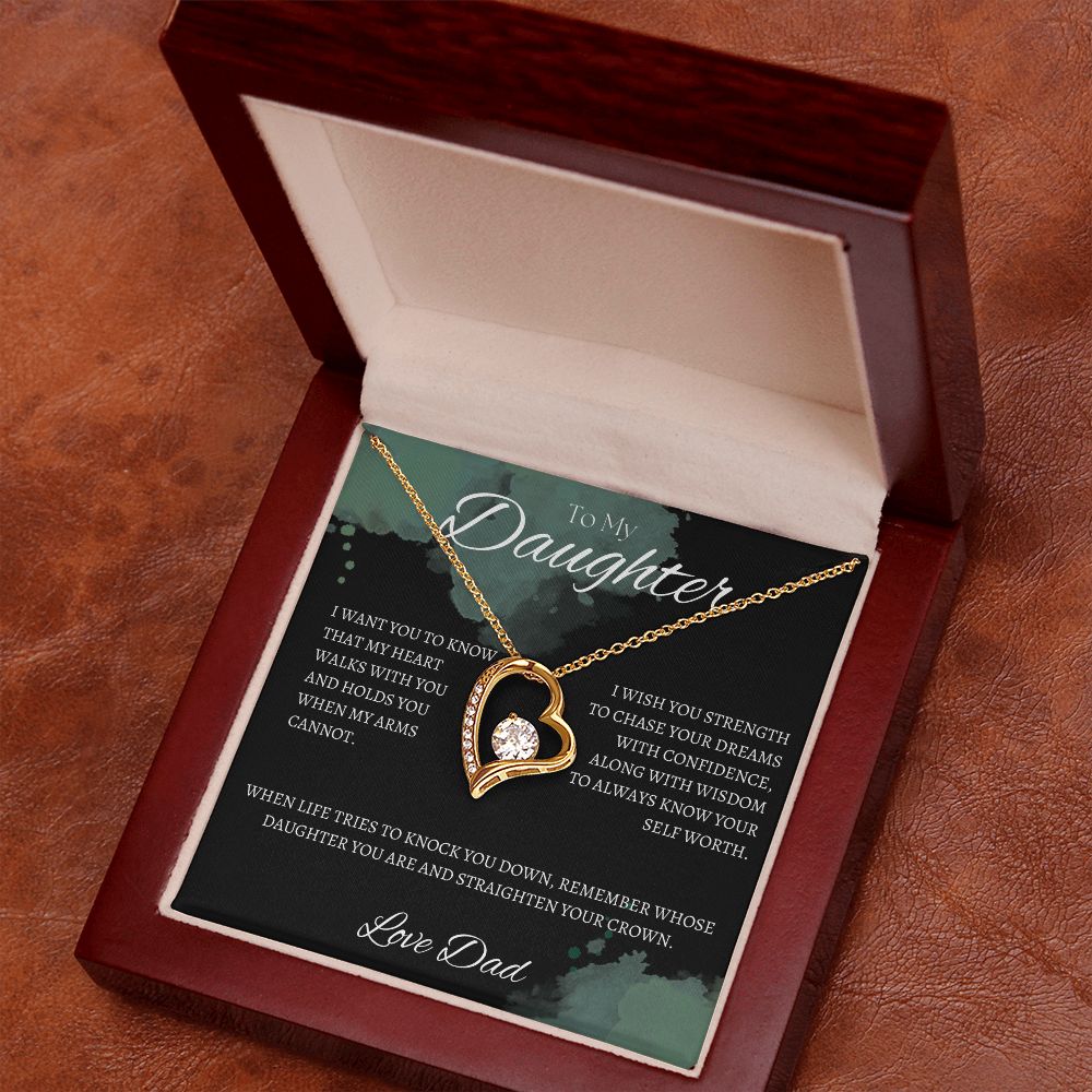 TO MY DAUGHTER - Love Dad - Forever Love Necklace (Black & watercolor background)