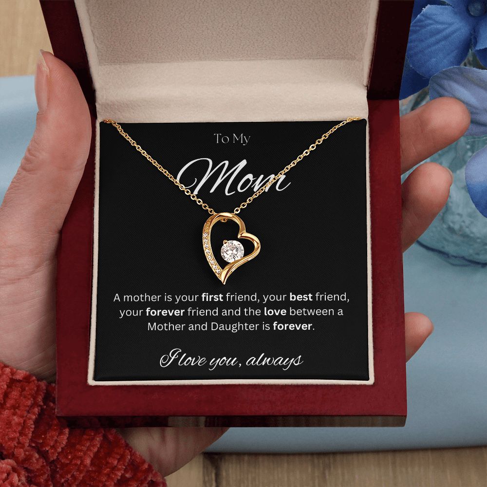TO MY MOM - Between a Mother and Daughter - Forever Love Necklace (Black background)