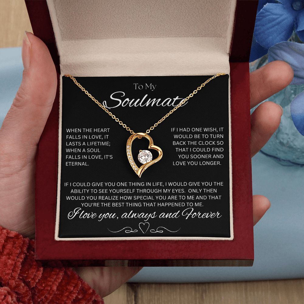 TO MY SOULMATE - One Thing - Forever Love Necklace (Black background)