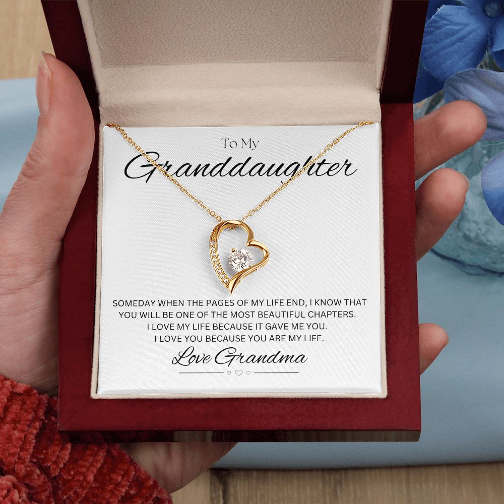 TO MY GRANDDAUGHTER - Love Grandma - Forever Love Necklace (White background)