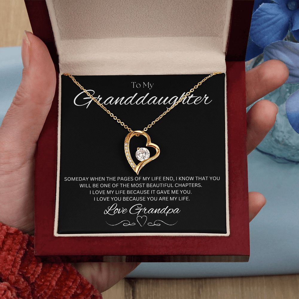 TO MY GRANDDAUGHTER - Love Grandpa - Forever Love Necklace (Black background)