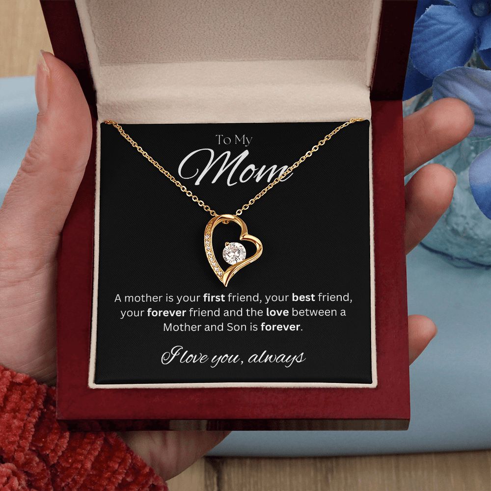 TO MY MOM - Between a Mother and Son - Forever Love Necklace (Black background)