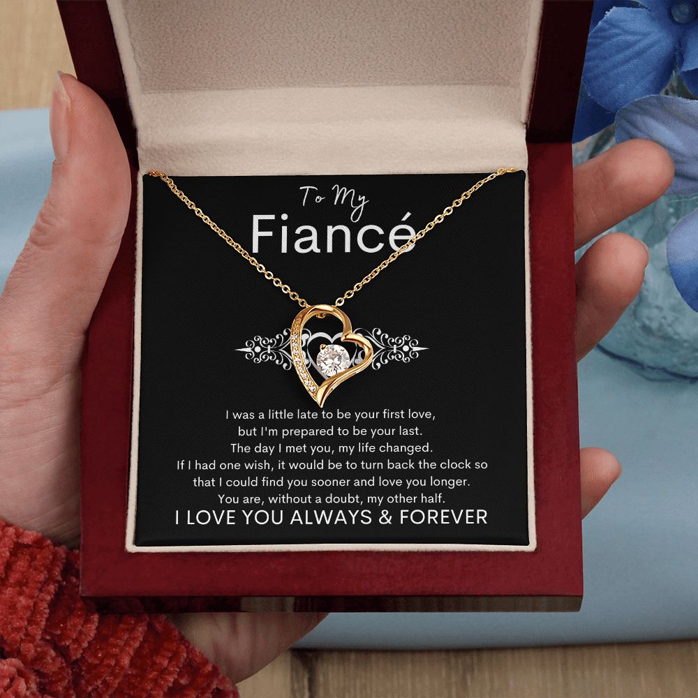 TO MY FIANCE - My Other Half - Forever Love Necklace (Black background)