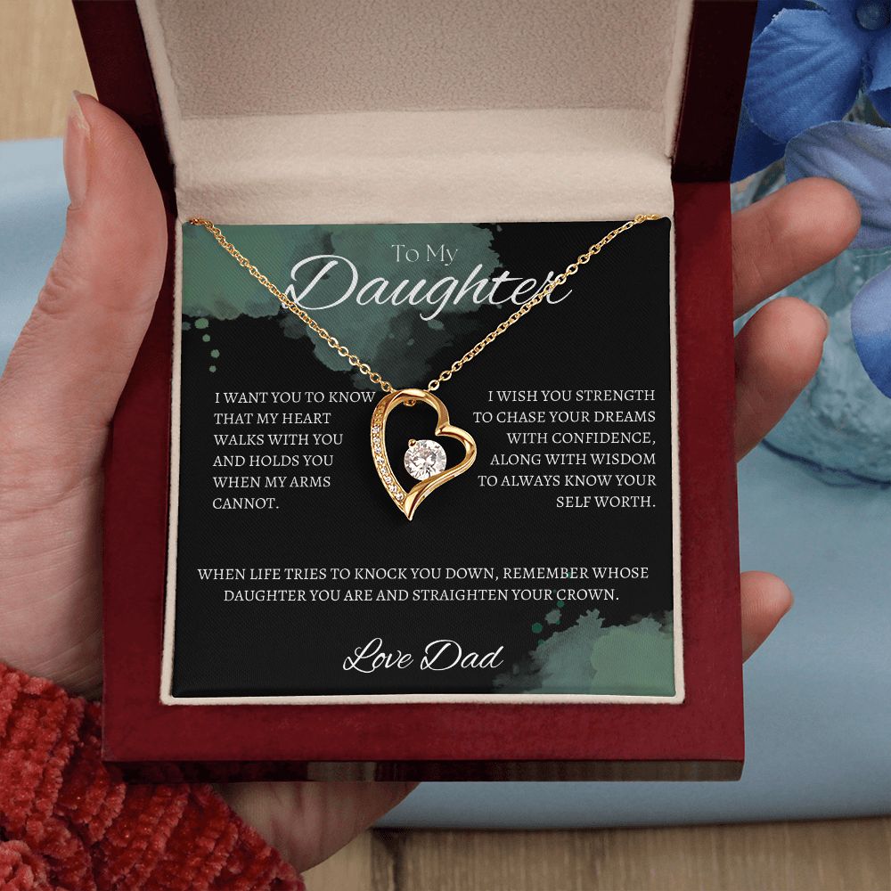 TO MY DAUGHTER - Love Dad - Forever Love Necklace (Black & watercolor background)