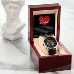 TO MY DAD - Love, Your Daughter - Men's Openwork Watch + MC (Black background)