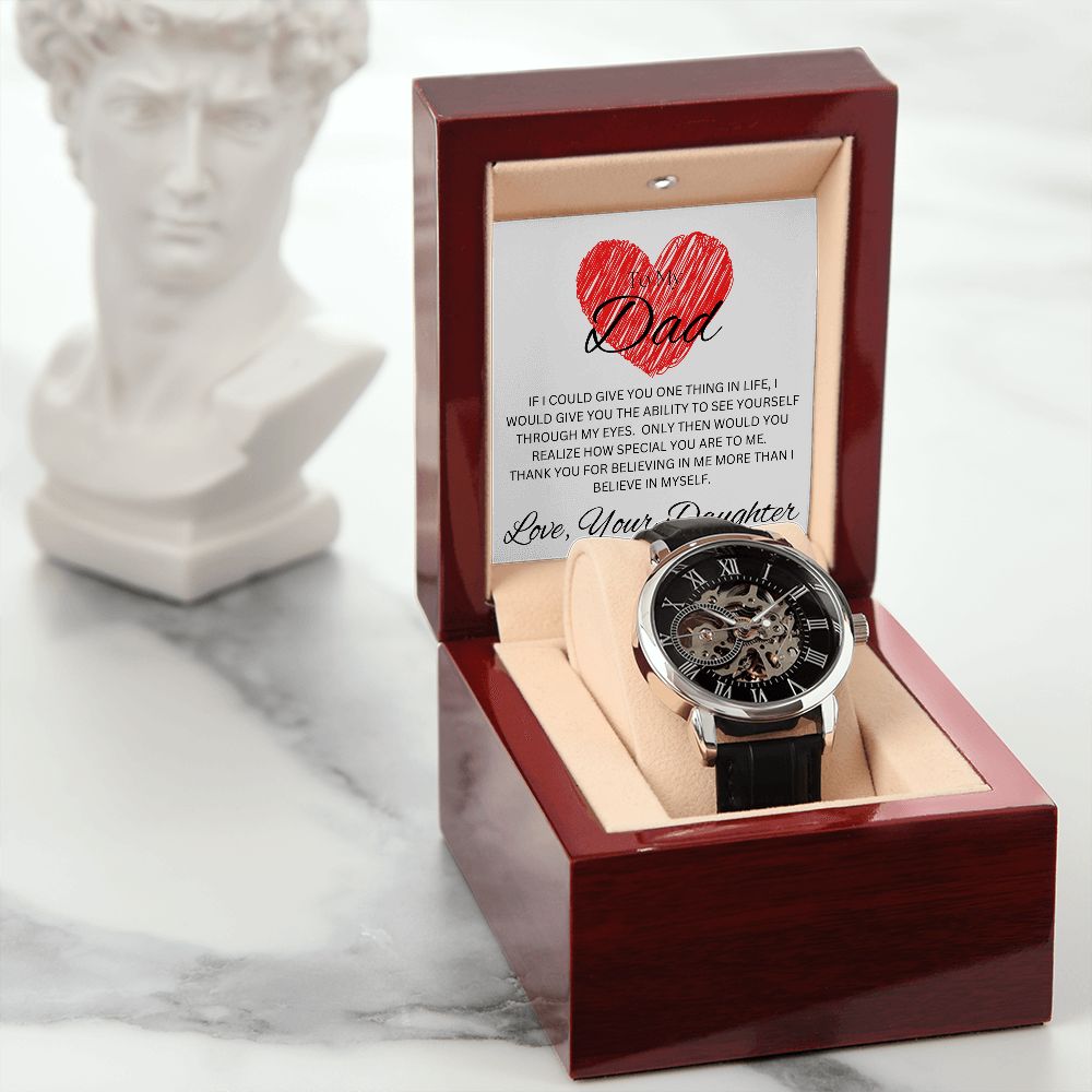TO MY DAD - Love, Your Daughter - Men's Openwork Watch + MC (White background)