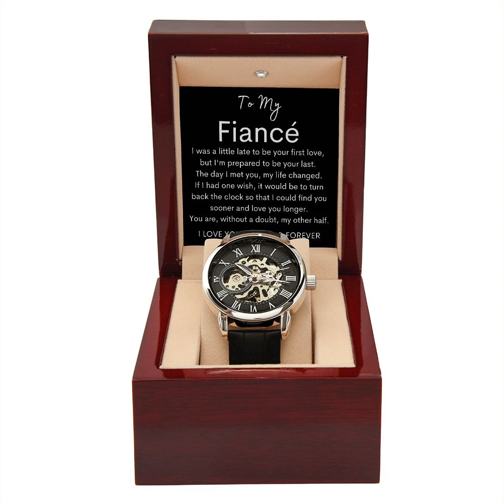 TO MY FIANCE - Men's Openwork Watch + MC (Black background)