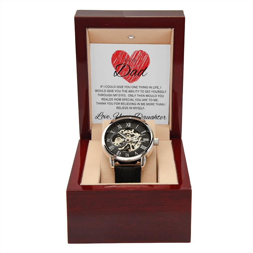 TO MY DAD - Love, Your Daughter - Men's Openwork Watch + MC (White background)
