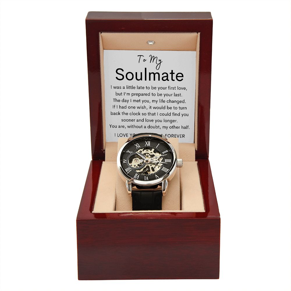 TO MY SOULMATE - Men's Openwork Watch + MC (White background)