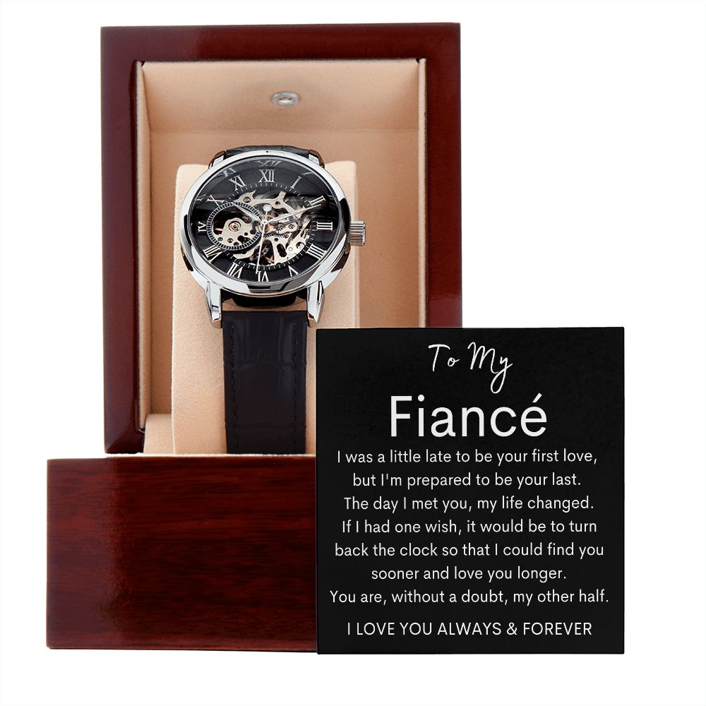 TO MY FIANCE - Men's Openwork Watch + MC (Black background)