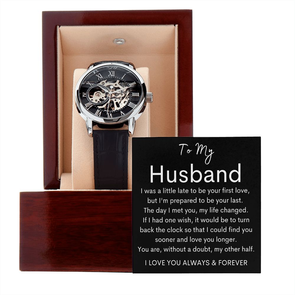TO MY HUSBAND - Men's Openwork Watch + MC (Black background)