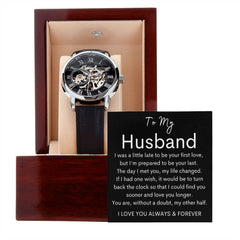 TO MY HUSBAND - Men's Openwork Watch + MC (Black background)