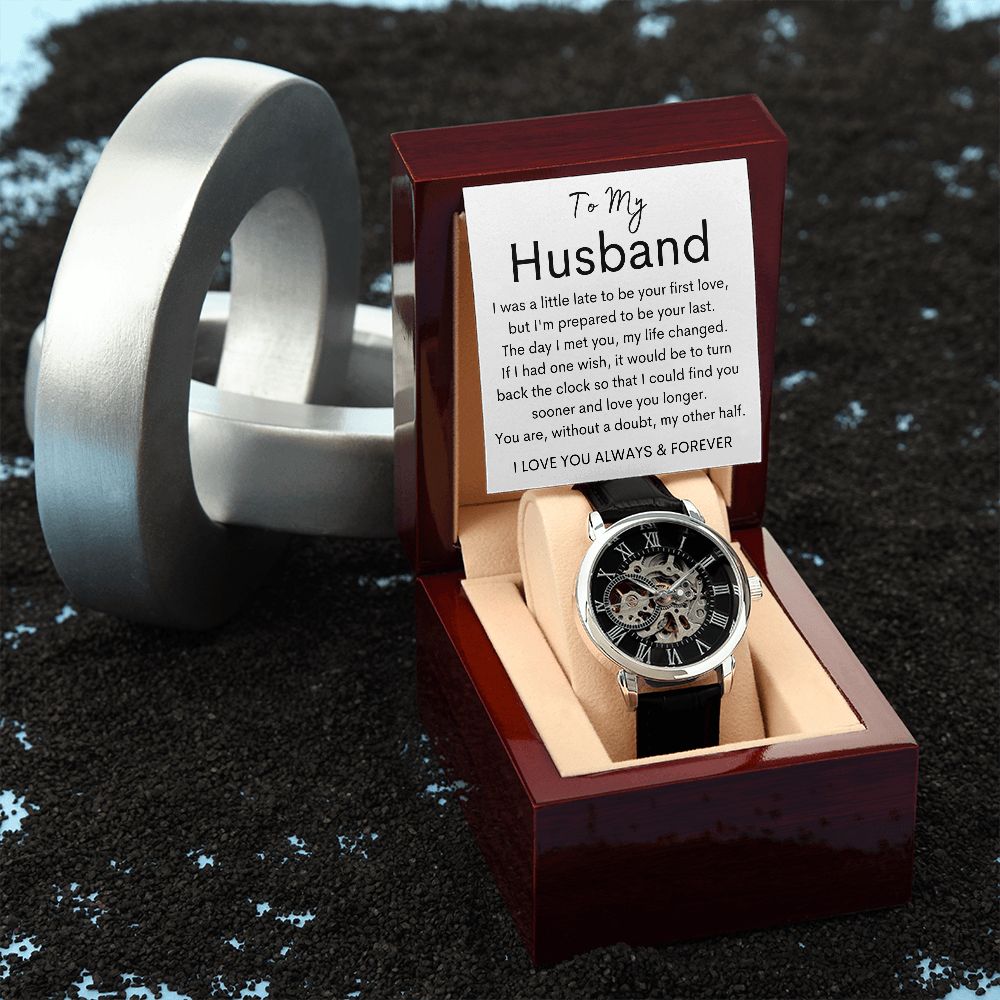 TO MY HUSBAND - Men's Openwork Watch + MC (White background)