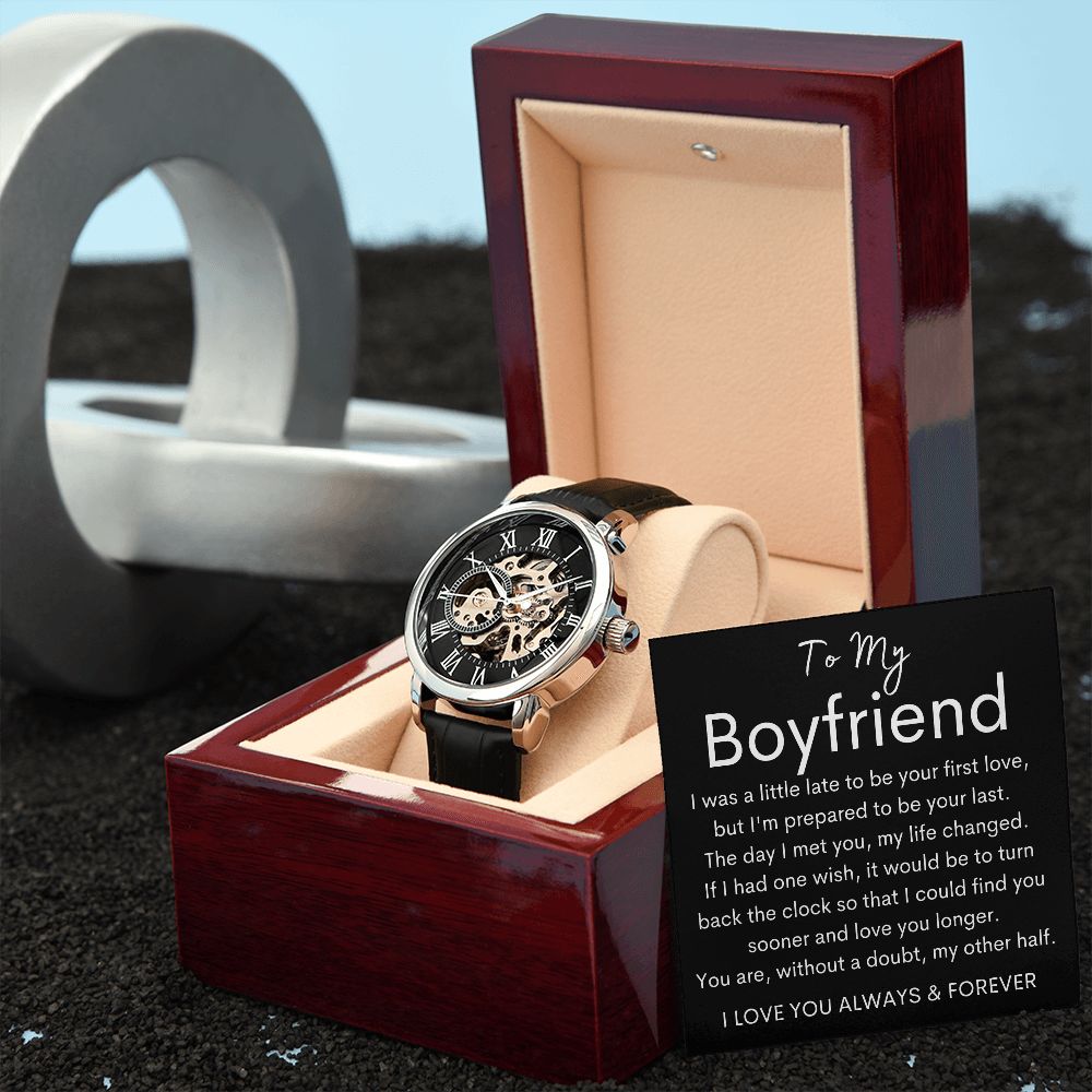 TO MY BOYFRIEND - Men's Openwork Watch + MC (Black background)