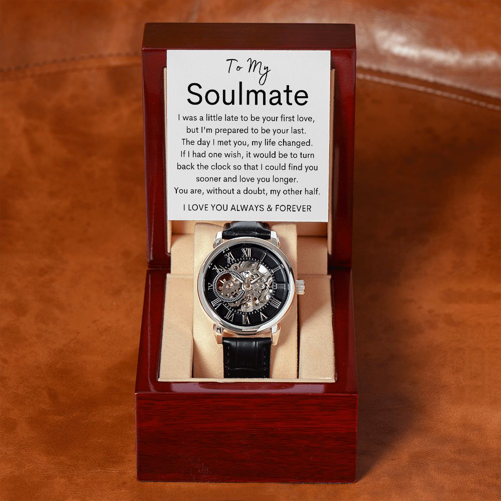 TO MY SOULMATE - Men's Openwork Watch + MC (White background)