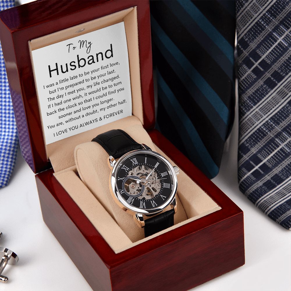 TO MY HUSBAND - Men's Openwork Watch + MC (White background)