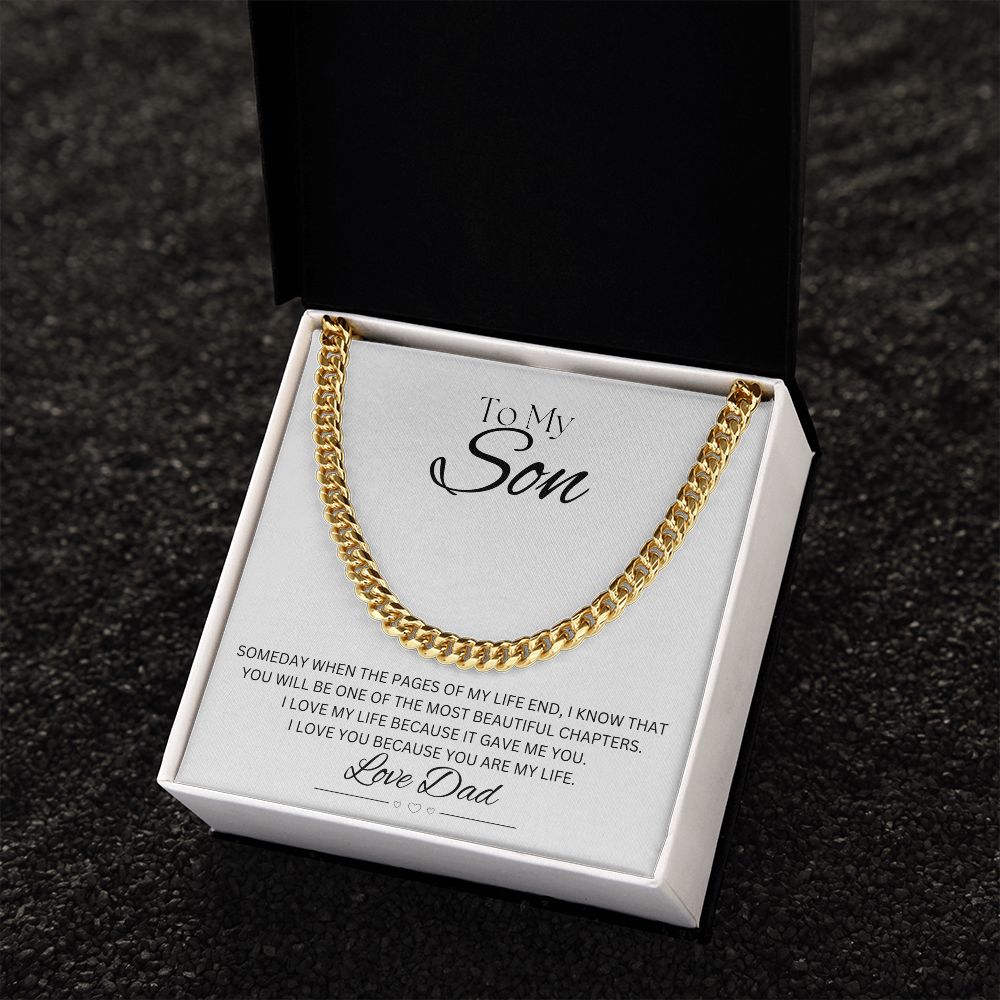 TO MY SON - Love Dad - Cuban Link Chain (White background)