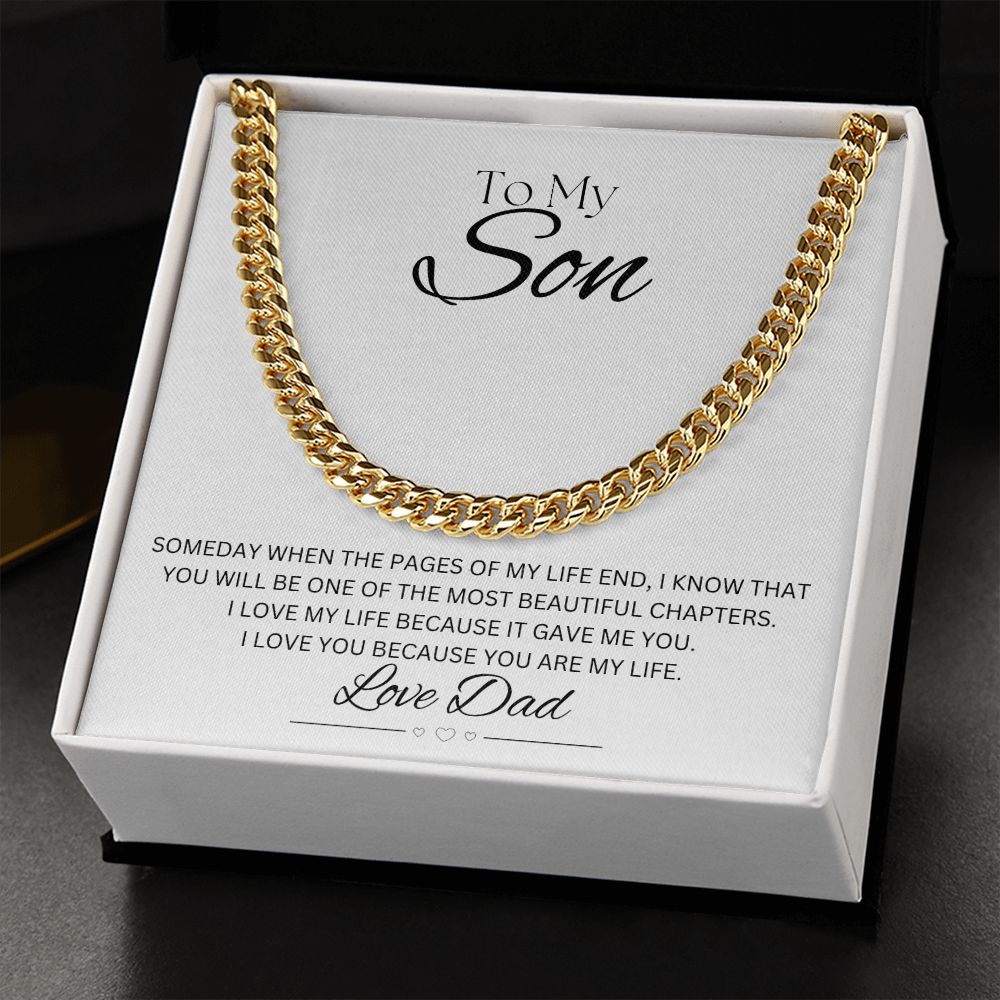 TO MY SON - Love Dad - Cuban Link Chain (White background)