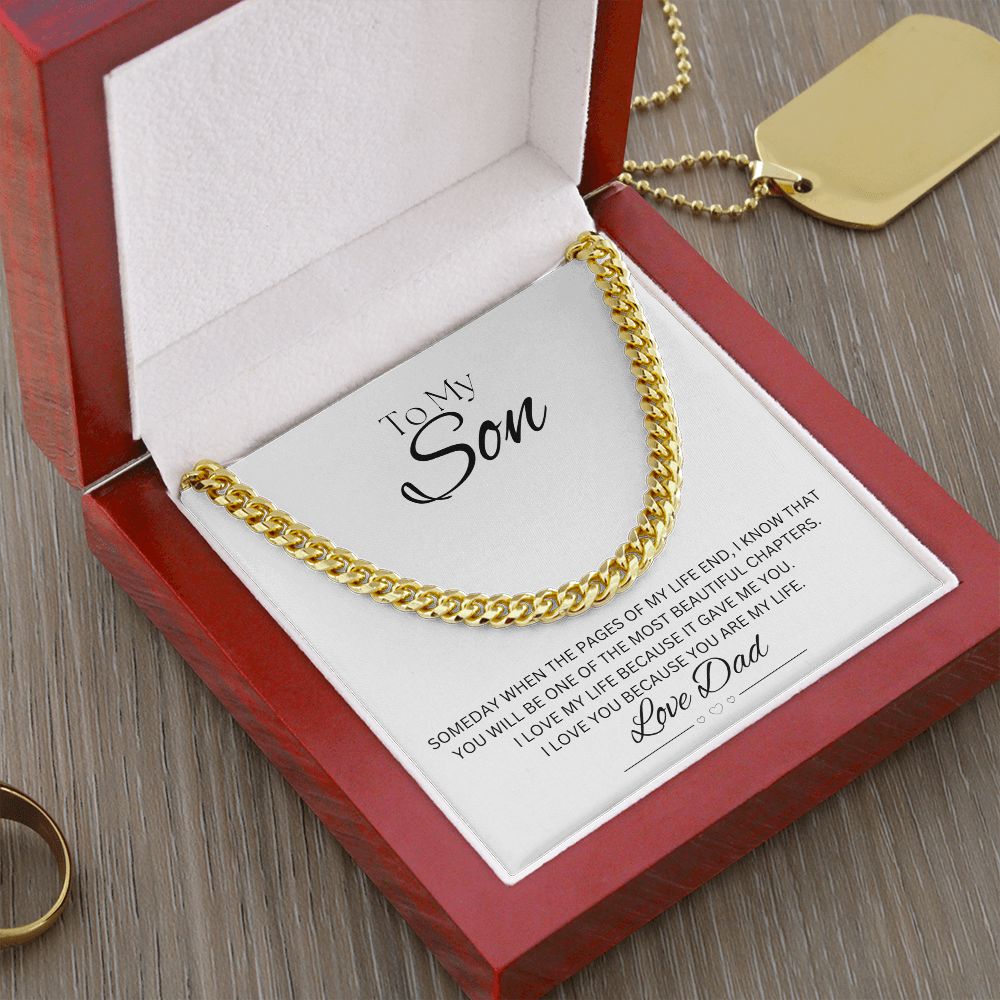 TO MY SON - Love Dad - Cuban Link Chain (White background)